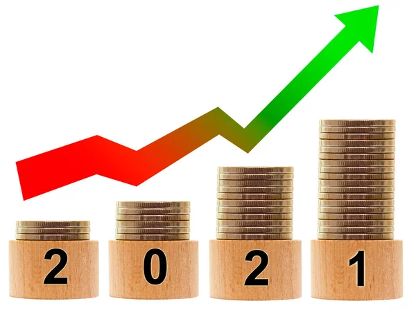 2021 Estatísticas Ano Com Seta Para Cima Conceito Sucesso Empresarial — Fotografia de Stock