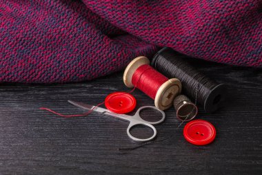örme kumaş dikiş arka planı için öğeleri