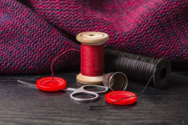 örme kumaş dikiş arka planı için öğeleri