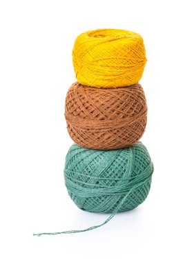 arka plan iş parçacığı üzerinde beyaz örgü için arapsaçı izole