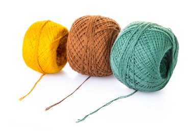 arka plan iş parçacığı üzerinde beyaz örgü için arapsaçı izole