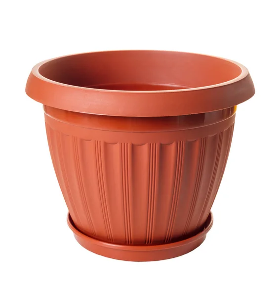 New Empty Flowerpot White Isolated Background — Stock Photo, Image