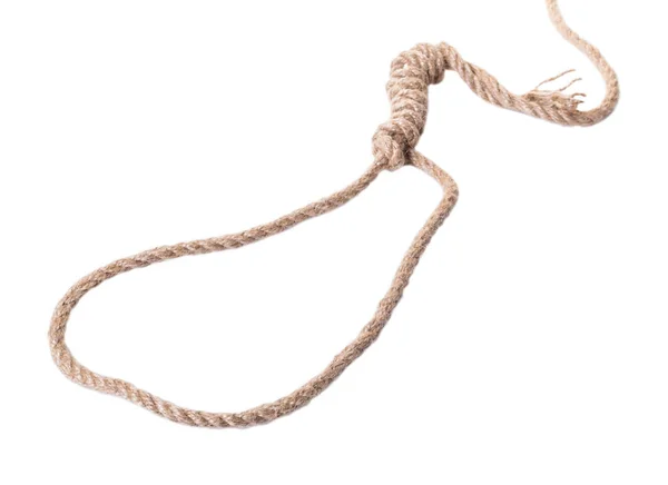 Old Rope Closeup White Isolated Background — Stock Photo, Image