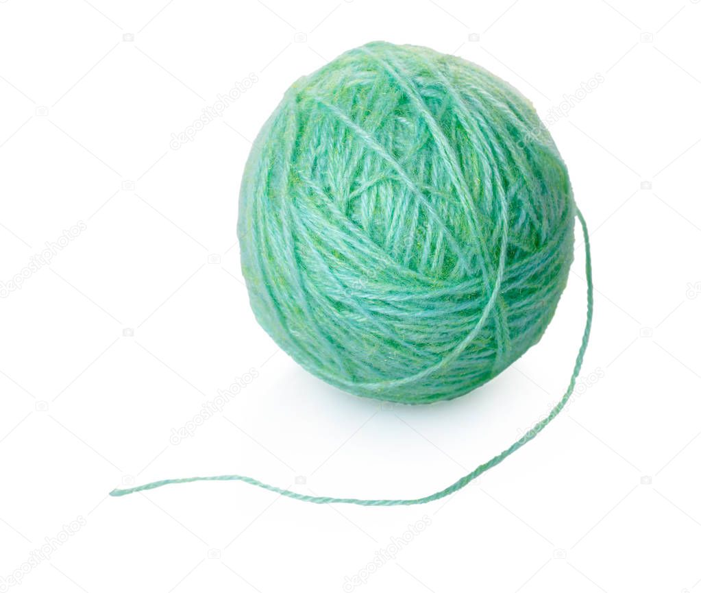 tangle of thread for knitting on white isolated background