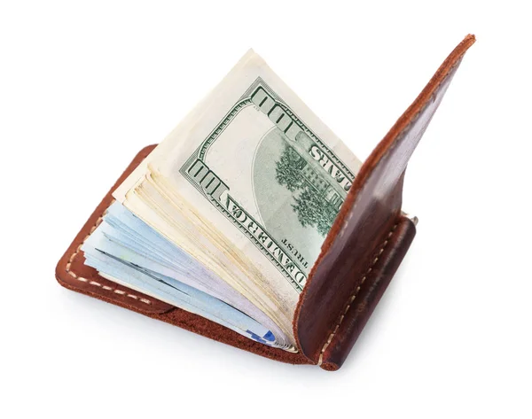 Purse Money White Isolated Background — Stock Photo, Image