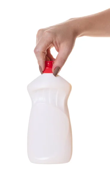 Garrafa Com Detergente Mão Sobre Fundo Isolado Branco — Fotografia de Stock