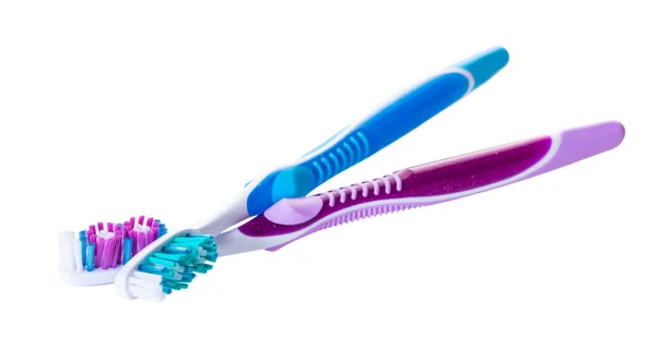 New Toothbrushes Close White Isolated Background — Stock Photo, Image