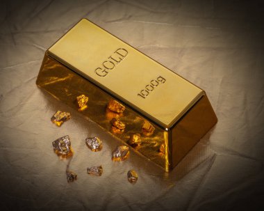 Altın arka planda yakın plan altın çubuğu