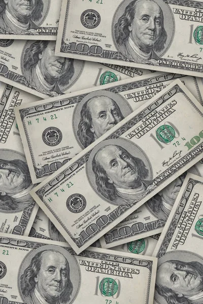 Financiën Achtergrond Van Honderd Dollar Bills Closeup — Stockfoto