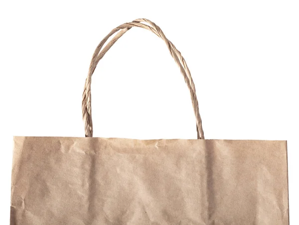 Paper Bag Closeup White Isolated Background — Stock Photo, Image