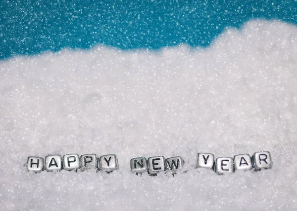 Festlicher Hintergrund Inschrift Auf Dem Schnee Frohes Neues Jahr — Stockfoto
