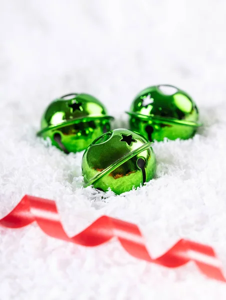 Cloches Noël Dans Neige Fond Festif — Photo