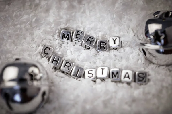 Slavnostní Pozadí Nápis Sněhu Veselé Vánoce — Stock fotografie