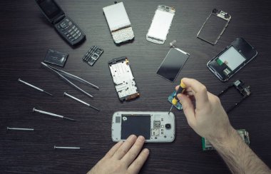 cep telefonu tamiri, eller closeup 