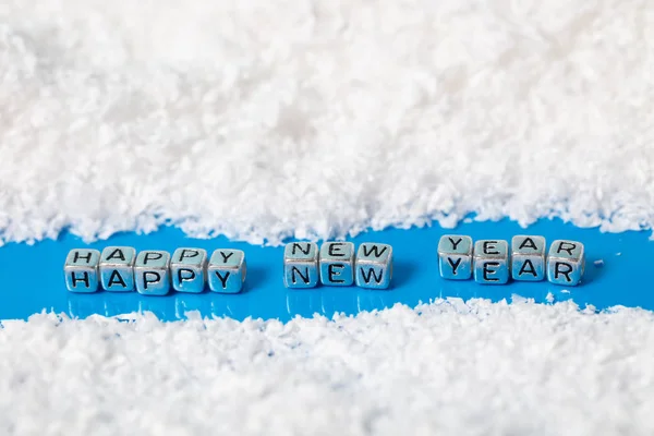 Inscription on the snow Happy new year — Stock Photo, Image