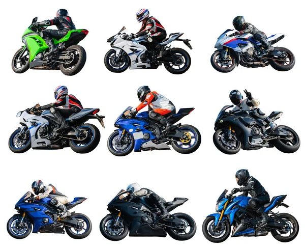 Collage riders su moto sportive — Foto Stock