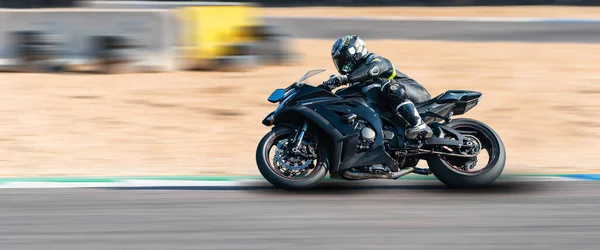 Wettbewerb Motorrad Rennfahrer Fährt Auf Einer Sportstrecke — Stockfoto