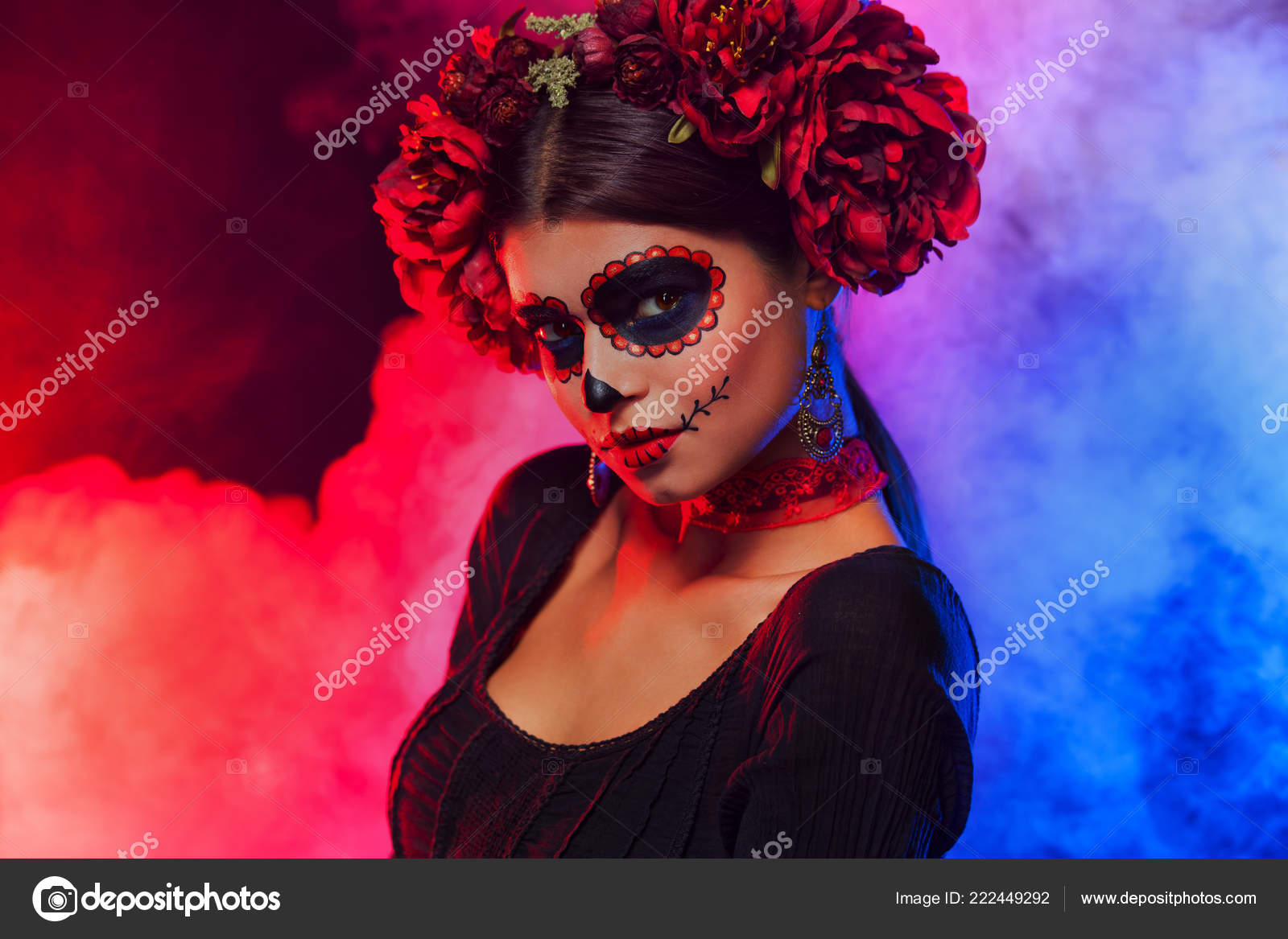 caveira com flores assustadoras criativas para dia de los muertos