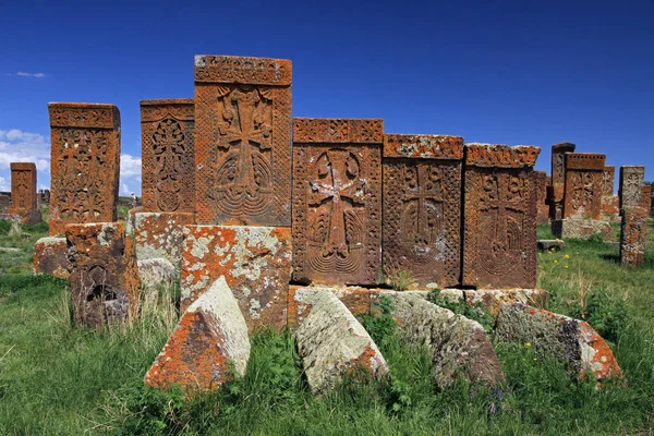 Khachkars Cementerio Noratus Armenia —  Fotos de Stock