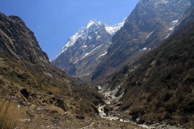 Annapurna Sığınağı, Modi Khola Nehri, Annapurna Koruma Alanı, Himalayalar, Nepal 