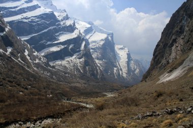 Annapurna Sığınağı, Modi Khola Nehri, Annapurna Koruma Alanı, Himalayalar, Nepal 