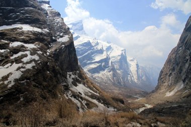 Annapurna Sığınağı, Modi Khola Nehri, Annapurna Koruma Alanı, Himalayalar, Nepal 