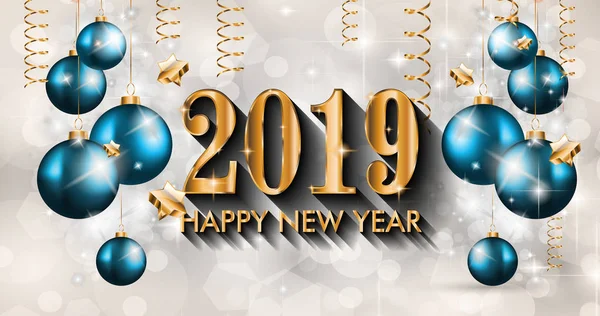 2019 Frohes Neues Jahr Hintergrund Für Ihren Saisonalen Flyer Und — Stockvektor