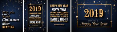 2019 mutlu yeni yıl arka plan mevsimlik el ilanları ve tebrik kartı veya Noel temalı davetler için