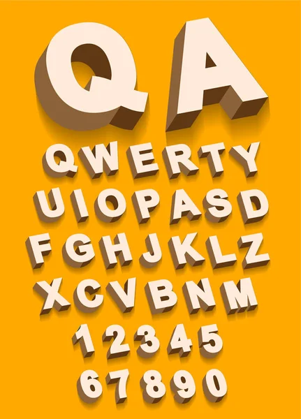 Vector Vintage Type Alphabet Threedimentional Effect Shadow Flast Colors Ready — Stock Vector