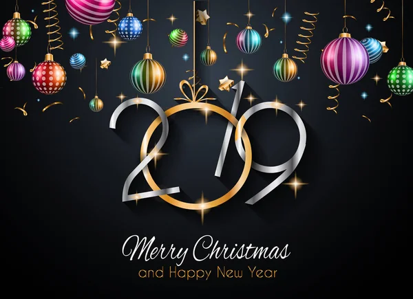 2019 Boldog Évet Háttér Szezonális Szórólapok Üdvözlőlap Vagy Karácsonyi Témájú — Stock Vector