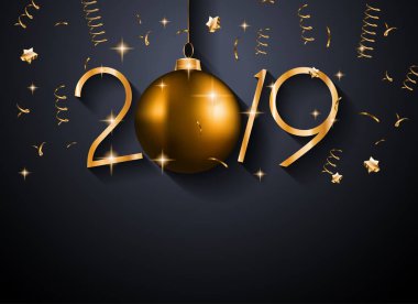 2019 mutlu yeni yıl arka plan mevsimlik el ilanları ve tebrik kartı veya Noel temalı davetler için