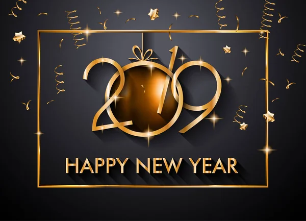 2019 Happy New Year Achtergrond Voor Seizoensgebonden Flyers Wenskaart Kerstmis — Stockvector