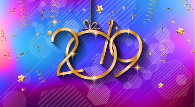 2019 mutlu yeni yıl arka plan mevsimlik el ilanları ve tebrik kartı veya Noel temalı davetler için