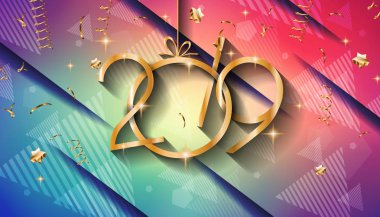 2019 mutlu yeni yıl arka plan mevsimlik el ilanları ve tebrik kartı veya Noel temalı davetler için