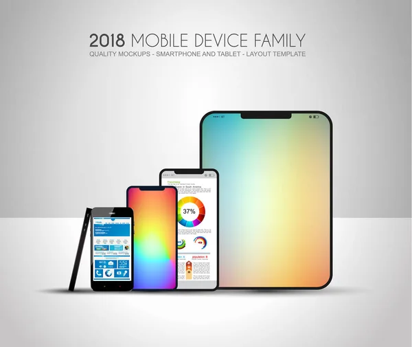 Compléter Famille Appareils Nouvelle Génération Avec Design Plat Mise Page — Image vectorielle