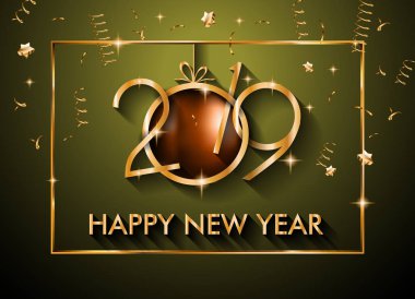 2019 mutlu yeni yıl arka plan mevsimlik el ilanları ve tebrik kartı veya Noel temalı davetler için