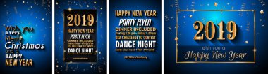 2019 mutlu yeni yıl arka plan mevsimlik el ilanları ve tebrik kartı veya Noel temalı davetler için