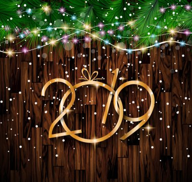 2019 mutlu yeni yıl arka plan mevsimlik el ilanları ve tebrik kartı veya Noel temalı davetler için