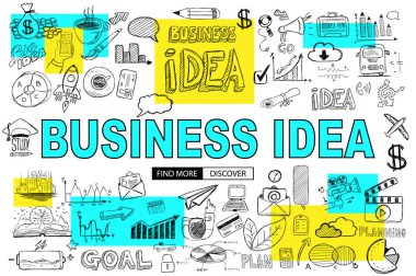 Doodle tasarım stili ile büyük fikir kavramı: çözüm bulma, beyin fırtınası, yaratıcı düşünme. Modern tarzda Gösterim amacıyla web afiş, broşür ve el ilanları.