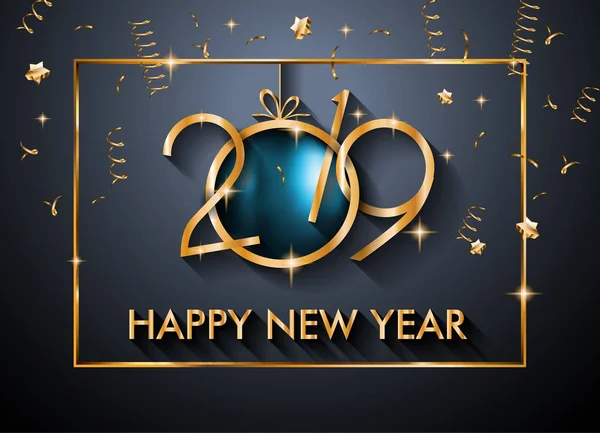 2019 Happy New Year Achtergrond Voor Seizoensgebonden Flyers Wenskaart Kerstmis — Stockvector