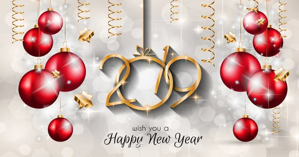 Antecedentes Feliz Año Nuevo 2019 Para Sus Folletos Temporada Invitaciones — Vector de stock
