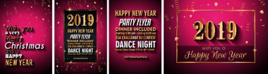 2019 mutlu yeni yıl arka plan mevsimlik el ilanları ve tebrik kartı veya Noel temalı davetler için