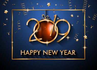 2019 mutlu yeni yıl arka plan mevsimlik el ilanları ve tebrik kartı veya Noel temalı davetler için