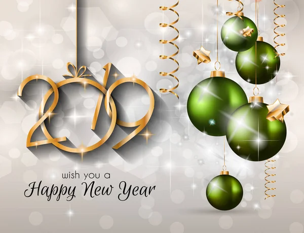 2019 Szczęśliwy Nowy Rok Tło Ulotki Sezonowe Życzeniami Lub Boże — Wektor stockowy