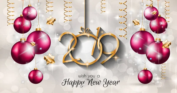 2019 Ευτυχισμένο Νέο Έτος Υπόβαθρο Για Τις Προσκλήσεις Σας Εποχικά — Διανυσματικό Αρχείο