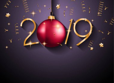 2019 mutlu yeni yıl arka plan mevsimlik el ilanları ve tebrik kartı veya Noel temalı davetler için