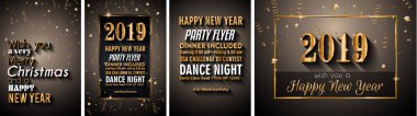 2019 mutlu yeni yıl arka plan mevsimlik el ilanları ve tebrik kartı veya Noel temalı davetler için