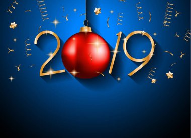 2019 mutlu yeni yıl arka plan mevsimlik el ilanları ve tebrik kartı veya Noel temalı davetler için