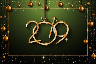 2019 mutlu yeni yıl arka plan mevsimlik el ilanları ve tebrik kartı veya Noel temalı davetler için