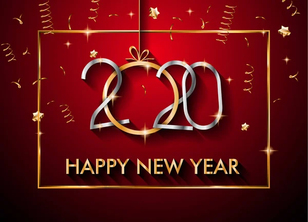 2020 Szczęśliwy Nowy Rok Tło Ulotki Sezonowe Życzeniami Lub Boże — Wektor stockowy